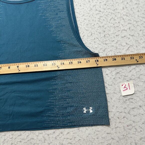 Under Armour HeatGear Women's Medium Crop Sleeveless Athletic Tank Top Teal Blue - Picture 6 of 10